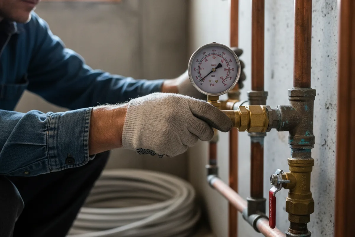 Pressure testing a repaired line during Water Line Repair in Mineral Point